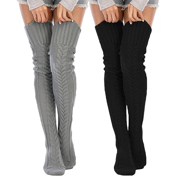 SherryDC Women's Cable Knit Thigh High Socks Winter Boot